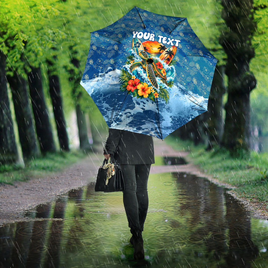 Personalized Hawaii 60th Birthday Sea Turtle Umbrella Tropical Ocean Wave Floral Surfboard