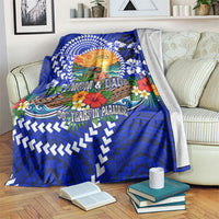 50th Anniversary Wedding Polynesian Blanket Mom And Dad Floral Tribal Jubilee Tropical TS04 Blue - Polynesian Pride