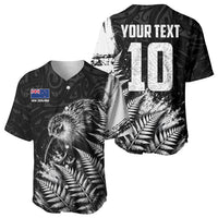 Personalized New Zealand Kiwi Bird Baseball Jersey Grunge Maori Tribal Pattern Silver Fern