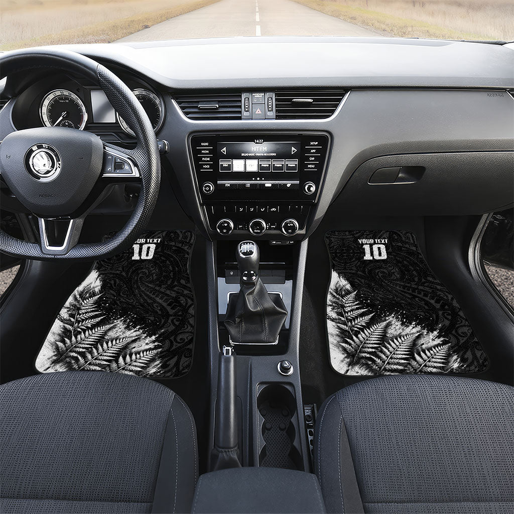 Personalized New Zealand Kiwi Bird Car Mats Grunge Maori Tribal Pattern Silver Fern