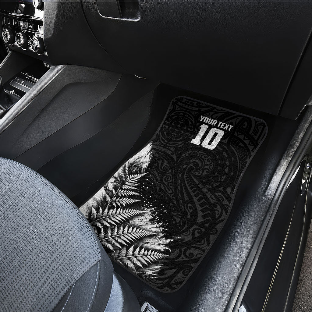 Personalized New Zealand Kiwi Bird Car Mats Grunge Maori Tribal Pattern Silver Fern