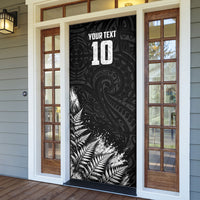 Personalized New Zealand Kiwi Bird Door Cover Grunge Maori Tribal Pattern Silver Fern