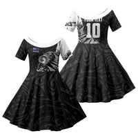 Personalized New Zealand Kiwi Bird Family Matching Long Sleeve Bodycon Dress and Hawaiian Shirt Grunge Maori Tribal Pattern Silver Fern