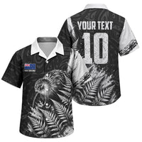 Personalized New Zealand Kiwi Bird Family Matching Off Shoulder Short Dress and Hawaiian Shirt Grunge Maori Tribal Pattern Silver Fern