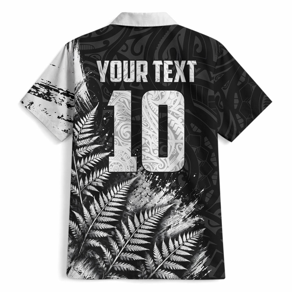 Personalized New Zealand Kiwi Bird Hawaiian Shirt Grunge Maori Tribal Pattern Silver Fern