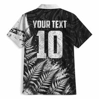 Personalized New Zealand Kiwi Bird Hawaiian Shirt Grunge Maori Tribal Pattern Silver Fern