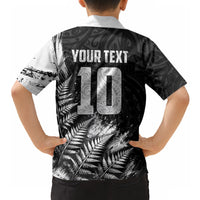 Personalized New Zealand Kiwi Bird Hawaiian Shirt Grunge Maori Tribal Pattern Silver Fern