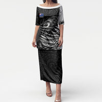 Personalized New Zealand Kiwi Bird Puletasi Grunge Maori Tribal Pattern Silver Fern