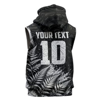 Personalized New Zealand Kiwi Bird Sleeveless Hoodie Grunge Maori Tribal Pattern Silver Fern