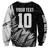 Personalized New Zealand Kiwi Bird Sweatshirt Grunge Maori Tribal Pattern Silver Fern