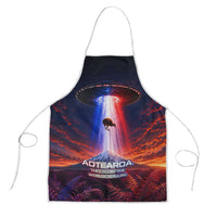 New Zealand Aotearoa Kiwi UFO Apron Sci-Fi Galaxy Sunset Sky Tower And Mountain