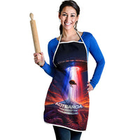 New Zealand Aotearoa Kiwi UFO Apron Sci-Fi Galaxy Sunset Sky Tower And Mountain