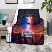 New Zealand Aotearoa Kiwi UFO Blanket Sci-Fi Galaxy Sunset Sky Tower And Mountain