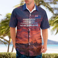 New Zealand Aotearoa Kiwi UFO Hawaiian Shirt Sci-Fi Galaxy Sunset Sky Tower And Mountain
