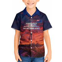 New Zealand Aotearoa Kiwi UFO Hawaiian Shirt Sci-Fi Galaxy Sunset Sky Tower And Mountain