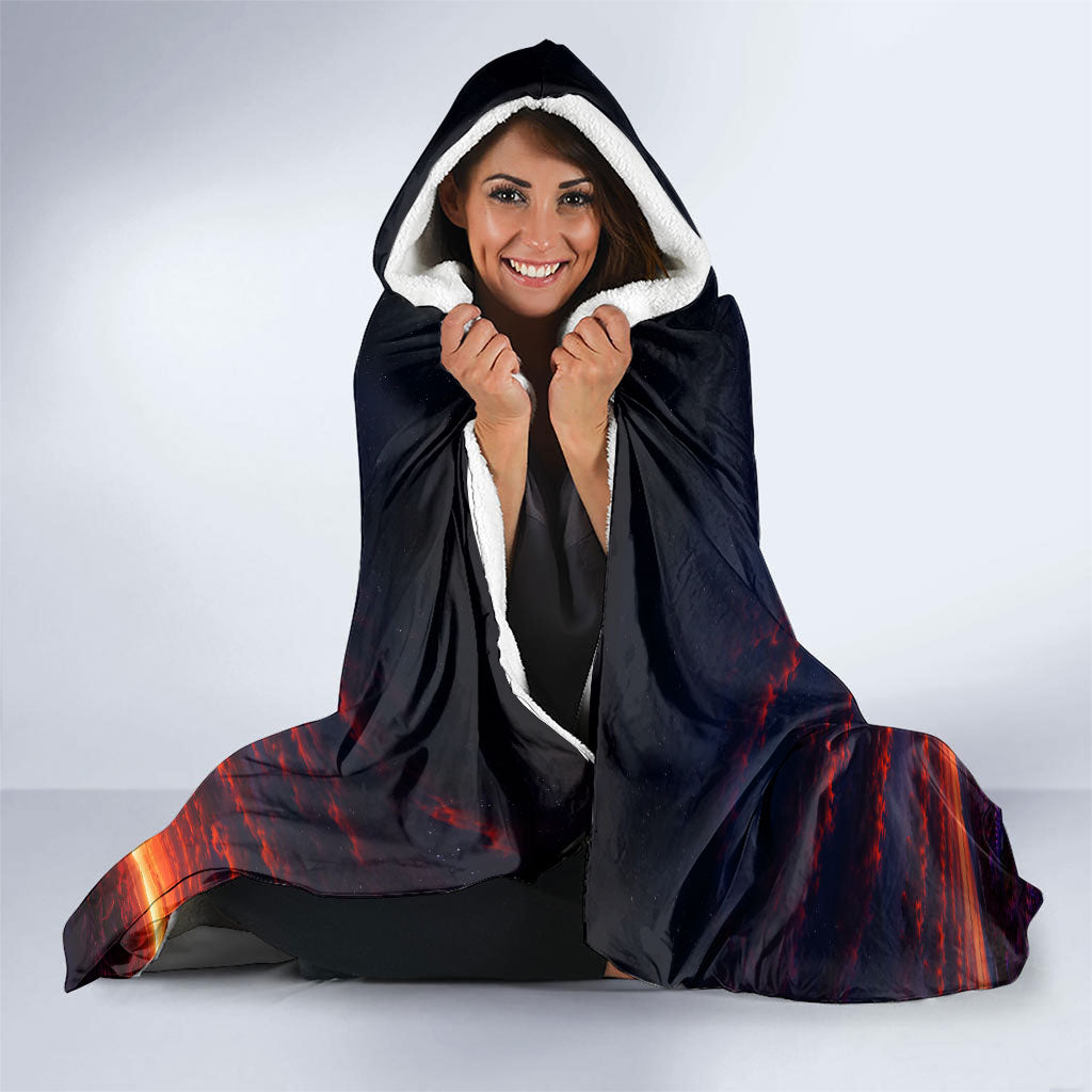 New Zealand Aotearoa Kiwi UFO Hooded Blanket Sci-Fi Galaxy Sunset Sky Tower And Mountain