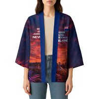 New Zealand Aotearoa Kiwi UFO Kimono Sci-Fi Galaxy Sunset Sky Tower And Mountain