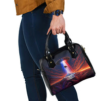 New Zealand Aotearoa Kiwi UFO Shoulder Handbag Sci-Fi Galaxy Sunset Sky Tower And Mountain