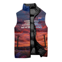 New Zealand Aotearoa Kiwi UFO Sleeveless Puffer Jacket Sci-Fi Galaxy Sunset Sky Tower And Mountain