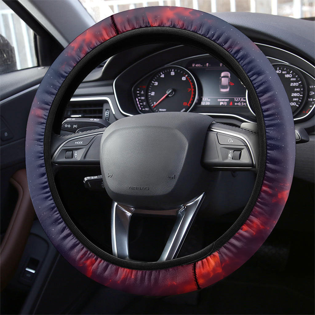New Zealand Aotearoa Kiwi UFO Steering Wheel Cover Sci-Fi Galaxy Sunset Sky Tower And Mountain