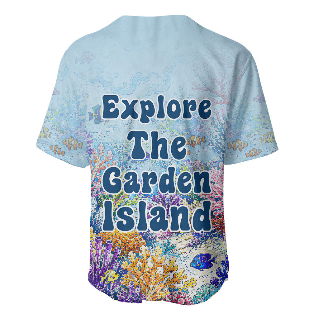 Fiji Taveuni Rainbow Reef Baseball Jersey Scuba Diver Vibrant Undersea Coral Garden Watercolor