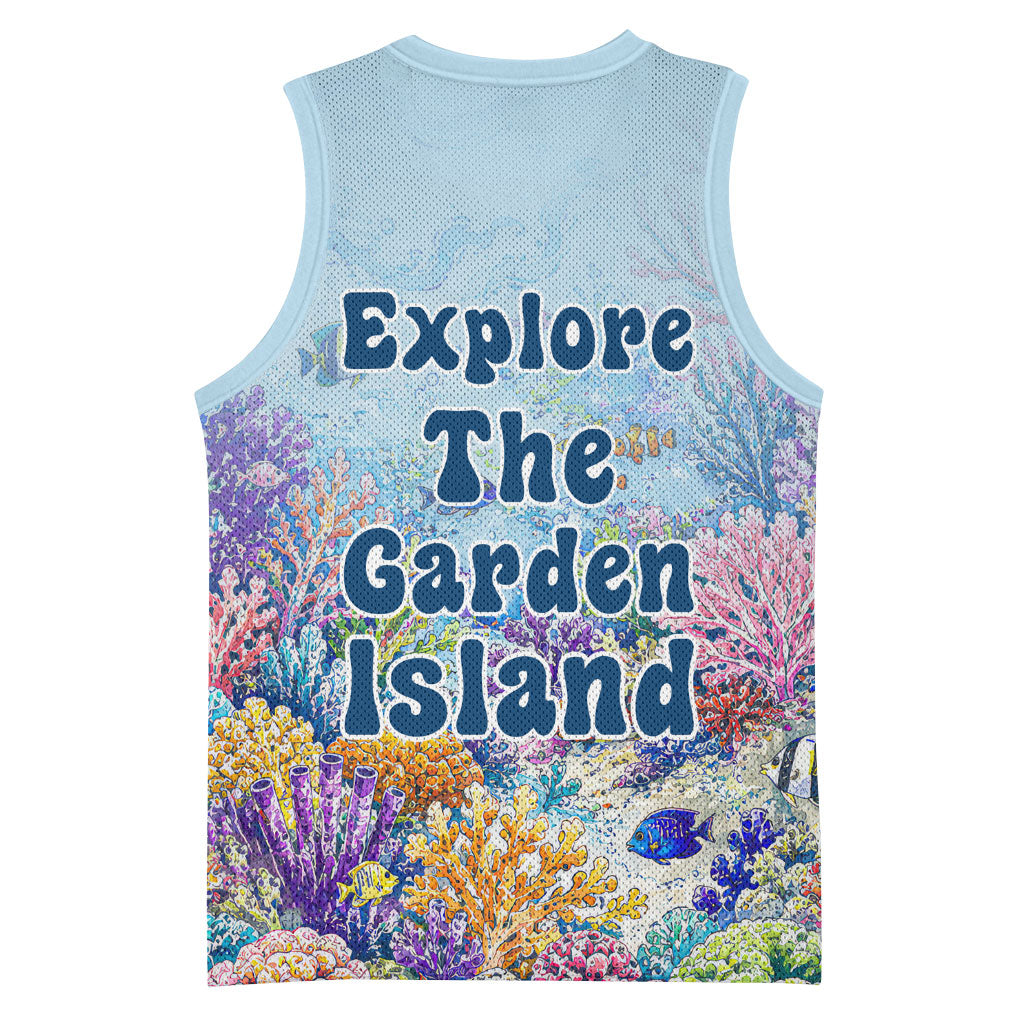 Fiji Taveuni Rainbow Reef Basketball Jersey Scuba Diver Vibrant Undersea Coral Garden Watercolor