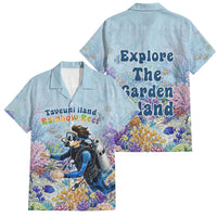 Fiji Taveuni Rainbow Reef Family Matching Tank Maxi Dress and Hawaiian Shirt Scuba Diver Vibrant Undersea Coral Garden Watercolor