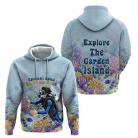 Fiji Taveuni Rainbow Reef Hoodie Scuba Diver Vibrant Undersea Coral Garden Watercolor