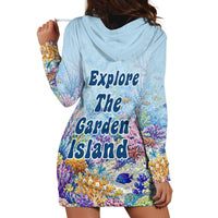 Fiji Taveuni Rainbow Reef Hoodie Dress Scuba Diver Vibrant Undersea Coral Garden Watercolor