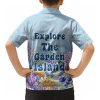 Fiji Taveuni Rainbow Reef Kid Hawaiian Shirt Scuba Diver Vibrant Undersea Coral Garden Watercolor