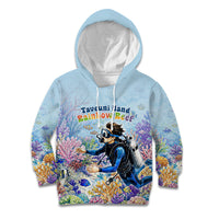 Fiji Taveuni Rainbow Reef Kid Hoodie Scuba Diver Vibrant Undersea Coral Garden Watercolor