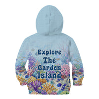 Fiji Taveuni Rainbow Reef Kid Hoodie Scuba Diver Vibrant Undersea Coral Garden Watercolor