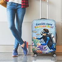 Fiji Taveuni Rainbow Reef Luggage Cover Scuba Diver Vibrant Undersea Coral Garden Watercolor