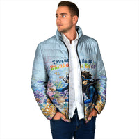 Fiji Taveuni Rainbow Reef Padded Jacket Scuba Diver Vibrant Undersea Coral Garden Watercolor