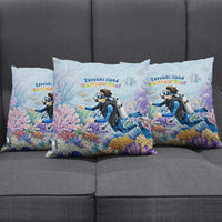 Fiji Taveuni Rainbow Reef Pillow Cover Scuba Diver Vibrant Undersea Coral Garden Watercolor