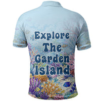 Fiji Taveuni Rainbow Reef Polo Shirt Scuba Diver Vibrant Undersea Coral Garden Watercolor