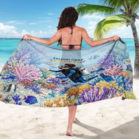 Fiji Taveuni Rainbow Reef Sarong Scuba Diver Vibrant Undersea Coral Garden Watercolor