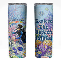 Fiji Taveuni Rainbow Reef Skinny Tumbler Scuba Diver Vibrant Undersea Coral Garden Watercolor