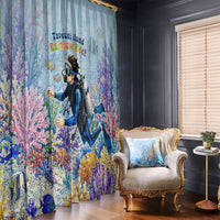 Fiji Taveuni Rainbow Reef Window Curtain Scuba Diver Vibrant Undersea Coral Garden Watercolor