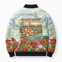 Fiji Taveuni Island Dateline Crossing Bomber Puffer Jacket Tropical Cultural Landscape With Tagimoucia Floral Pattern