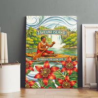 Fiji Taveuni Island Dateline Crossing Canvas Wall Art Tropical Cultural Landscape With Tagimoucia Floral Pattern