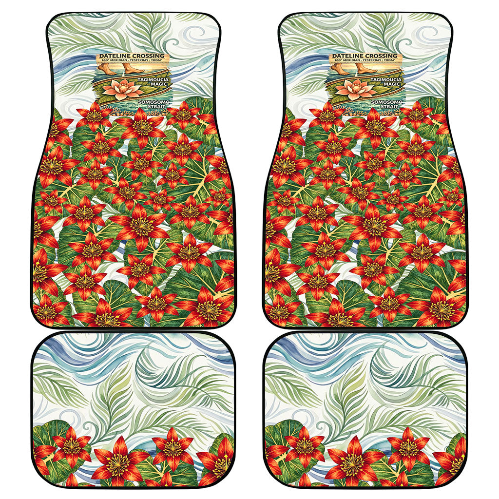 Fiji Taveuni Island Dateline Crossing Car Mats Tropical Cultural Landscape With Tagimoucia Floral Pattern