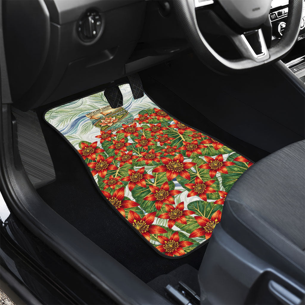 Fiji Taveuni Island Dateline Crossing Car Mats Tropical Cultural Landscape With Tagimoucia Floral Pattern
