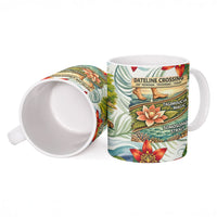 Fiji Taveuni Island Dateline Crossing Ceramic Mug Tropical Cultural Landscape With Tagimoucia Floral Pattern
