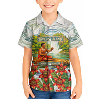 Fiji Taveuni Island Dateline Crossing Hawaiian Shirt Tropical Cultural Landscape With Tagimoucia Floral Pattern