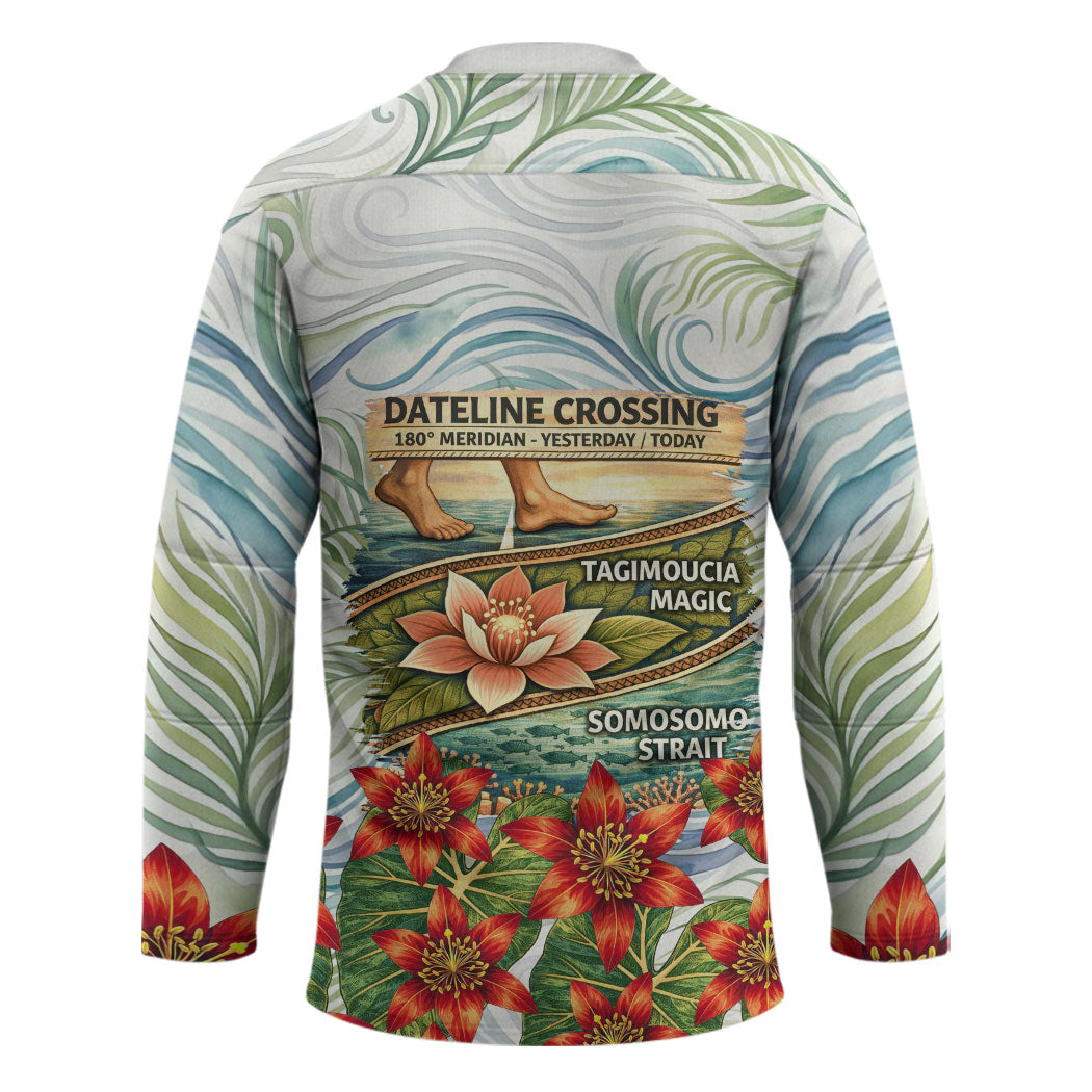 Fiji Taveuni Island Dateline Crossing Hockey Jersey Tropical Cultural Landscape With Tagimoucia Floral Pattern