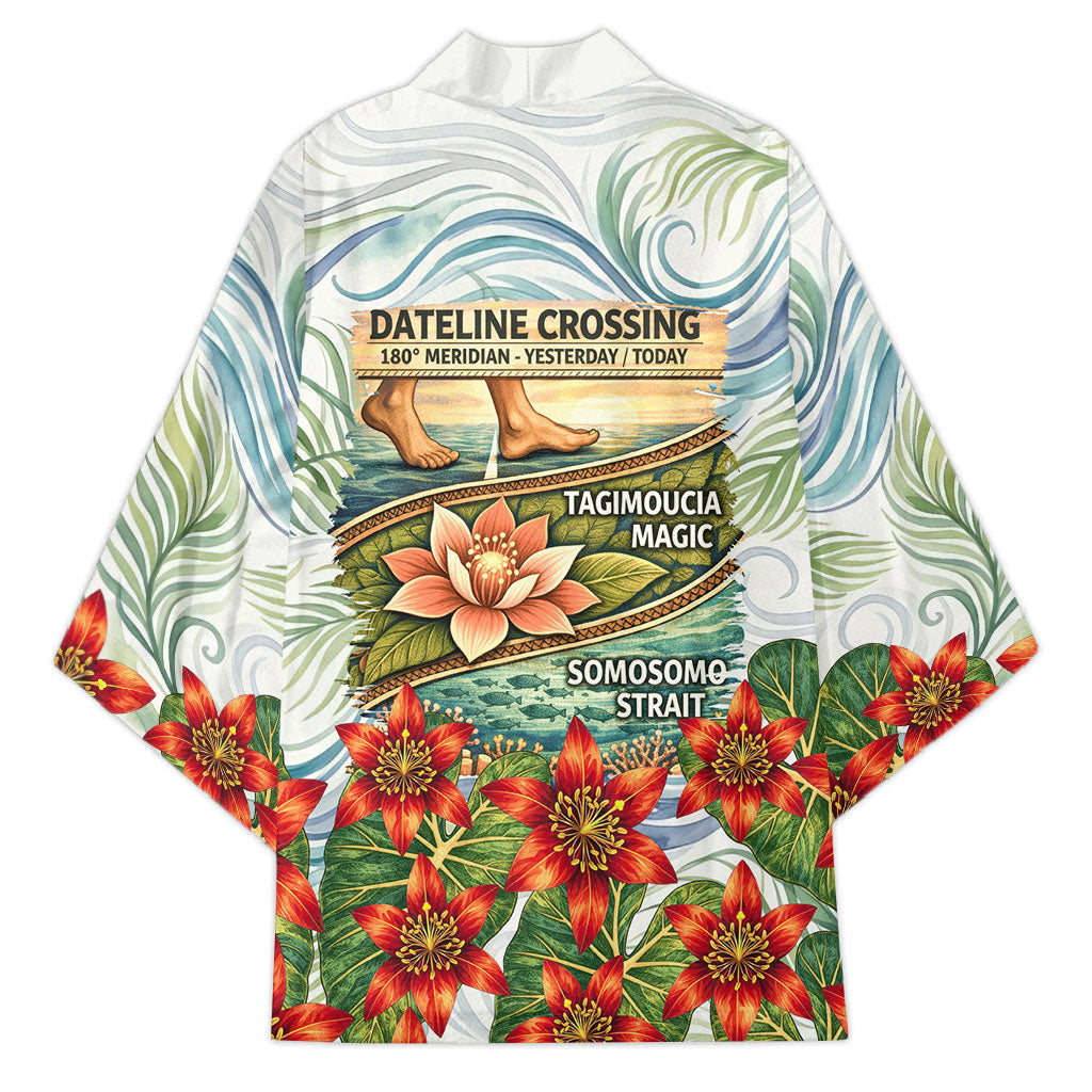 Fiji Taveuni Island Dateline Crossing Kimono Tropical Cultural Landscape With Tagimoucia Floral Pattern