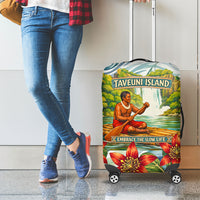 Fiji Taveuni Island Dateline Crossing Luggage Cover Tropical Cultural Landscape With Tagimoucia Floral Pattern