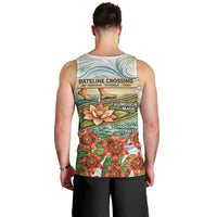 Fiji Taveuni Island Dateline Crossing Men Tank Top Tropical Cultural Landscape With Tagimoucia Floral Pattern