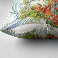 Fiji Taveuni Island Dateline Crossing Pillow Cover Tropical Cultural Landscape With Tagimoucia Floral Pattern